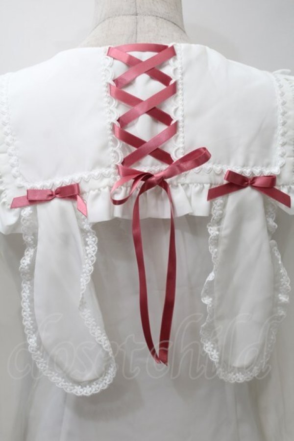 画像4: BABY,THE STARS SHINE BRIGHT / Waffle Cottonうさみみセーラーブラウス  白Ｘピンク S-25-10-30-017-BA-TO-HR-ZS (4)