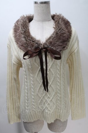 画像: axes femme / ファーティペット付きニット  キナリ S-25-10-30-019-AX-TO-HR-ZS