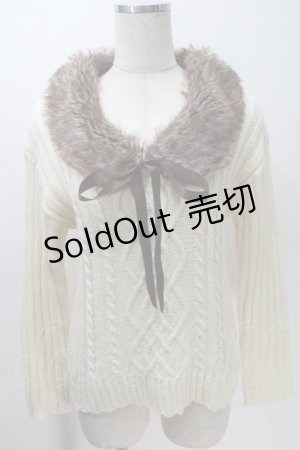 画像: axes femme / ファーティペット付きニット  キナリ S-25-10-30-019-AX-TO-HR-ZS