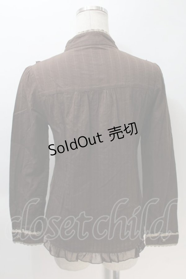 画像2: axes femme / 立ち襟レースブラウス  ブラウン S-25-10-30-025-AX-BL-HR-ZS (2)