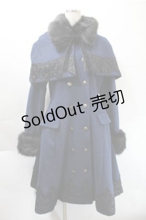 画像: ATELIER PIERROT / ケープ付きコート  紺 S-25-10-31-038-EL-CO-AS-ZS