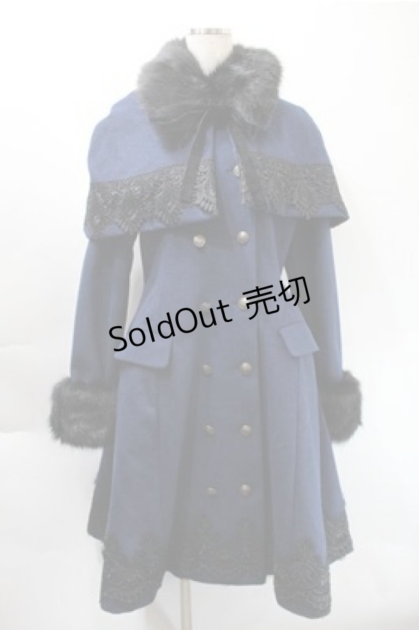 画像1: ATELIER PIERROT / ケープ付きコート  紺 S-25-10-31-038-EL-CO-AS-ZS (1)