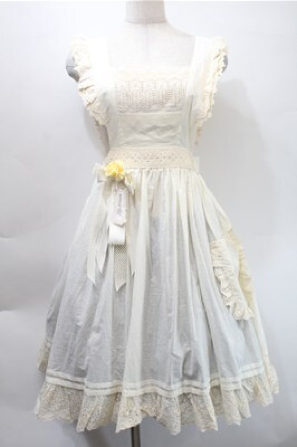 画像1: 胡桃木（海外ロリータブランド） / エプロンスカート  アイボリー S-25-10-31-039-LO-OP-HR-ZS (1)