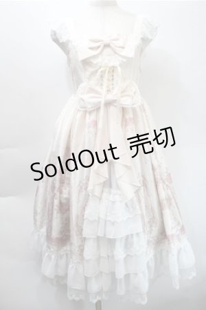 画像: Lolitimes / プリントシフォン切替ジャンパースカート  アイボリー S-25-10-31-040-LO-OP-HR-ZS