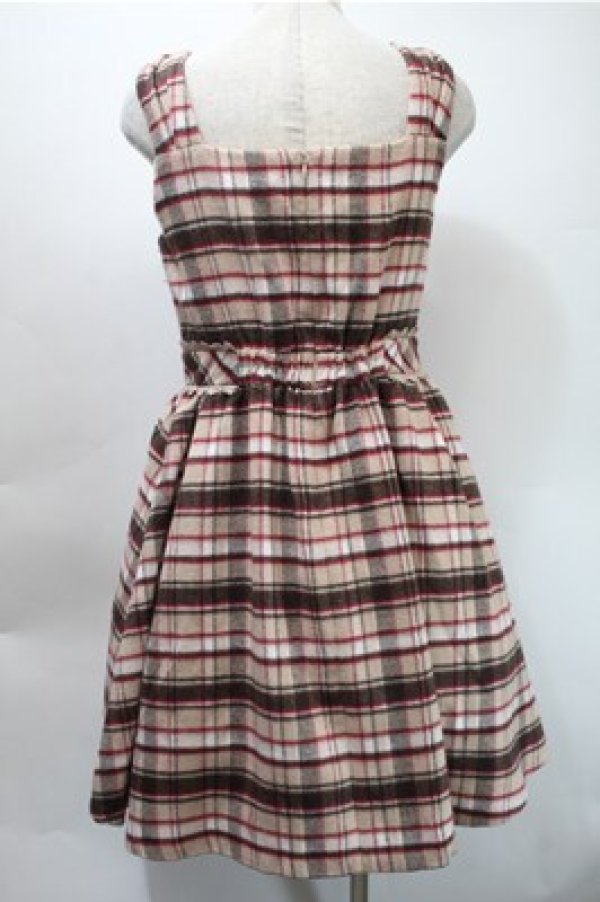 画像2: LODISPOTTO / チェックニットジャンパースカート  ブラウン S-25-10-31-041-LO-JA-HR-ZS (2)