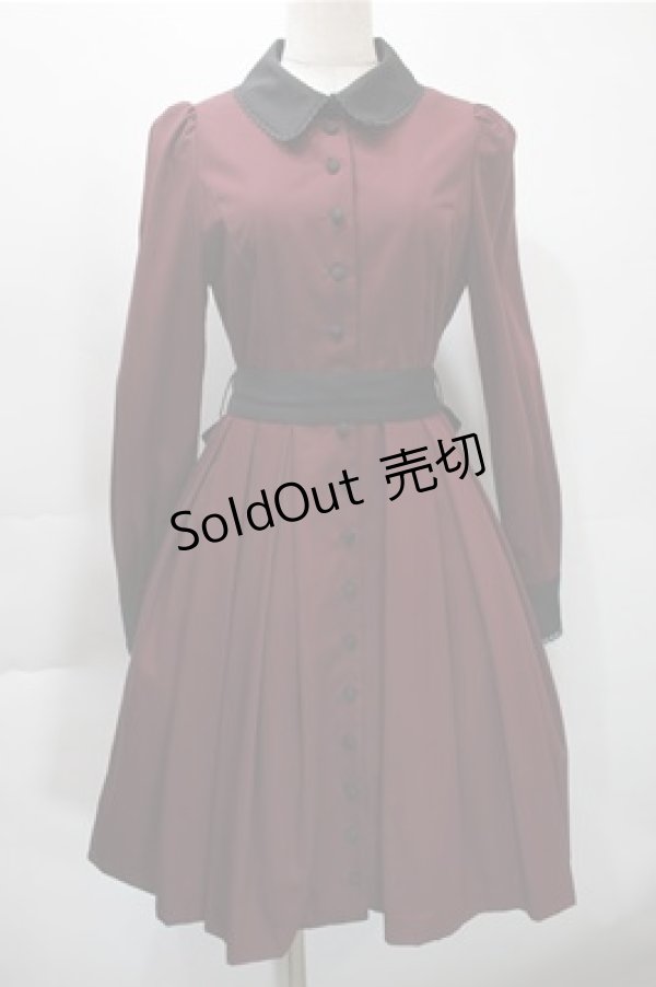 画像1: Sheglit / クラシカルタックワンピース M ボルドー S-25-10-31-044-EL-OP-HR-ZS (1)