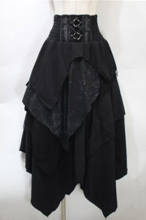 画像: Ozz Croce / 切替ロングスカート  黒 S-25-10-31-053-OO-SK-AS-ZS