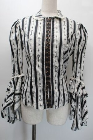 画像: LIP SERVICE / 鍵プリントカーディガン  白ｘ黒 S-25-10-31-025-PU-TO-HR-ZS