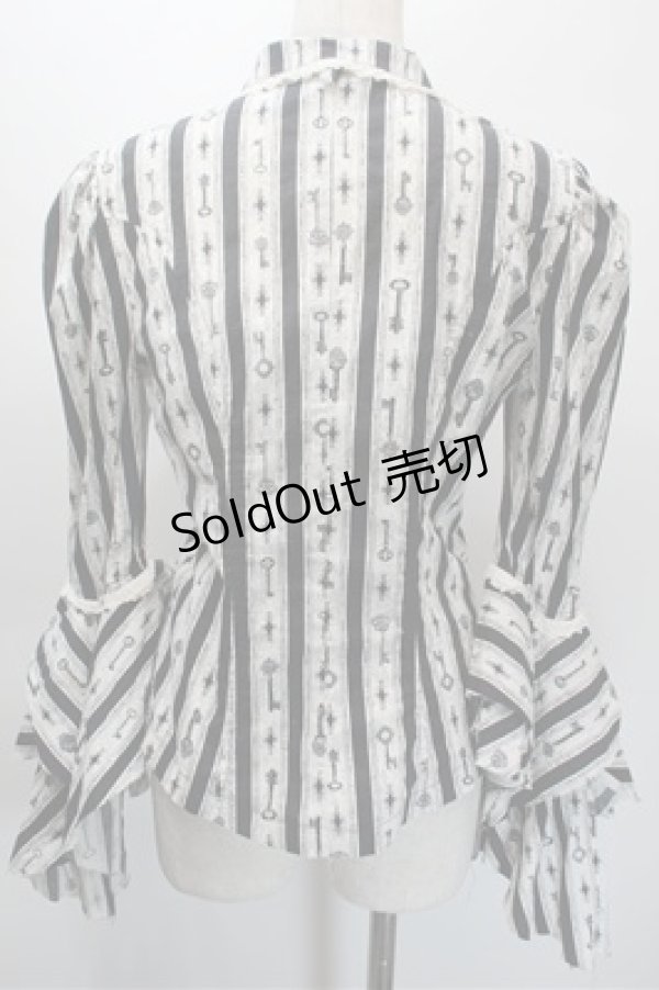 画像2: LIP SERVICE / 鍵プリントカーディガン  白ｘ黒 S-25-10-31-025-PU-TO-HR-ZS (2)