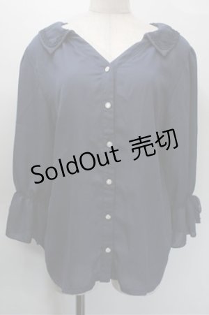 画像: axes femme / 後ろ切替スキッパーシャツ  紺 S-25-10-31-026-AX-BL-HR-ZS