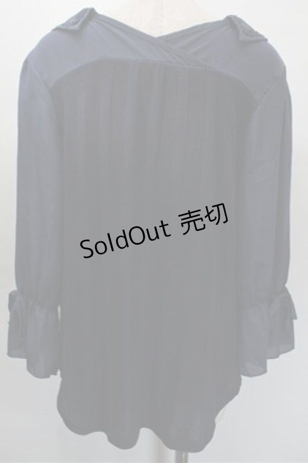 画像2: axes femme / 後ろ切替スキッパーシャツ  紺 S-25-10-31-026-AX-BL-HR-ZS (2)