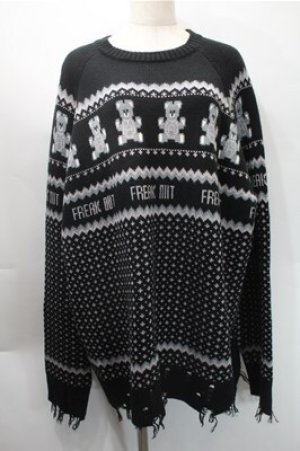 画像: Candy Stripper / ANARCHY BEAR NORDICニット  黒 S-25-10-31-028-PU-TO-AS-ZS