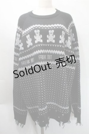 画像: Candy Stripper / ANARCHY BEAR NORDICニット  黒 S-25-10-31-028-PU-TO-AS-ZS