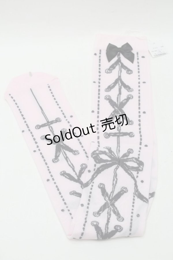 画像1: MILK / コルセットオーバーニーソックス  ピンク S-25-11-02-001-ML-ZA-HR-ZS (1)