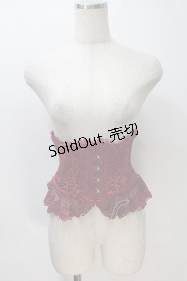 画像1: ATELIER PIERROT / Frill Short Corset コルセット  ワイン S-25-11-02-034-EL-TO-AS-ZS (1)
