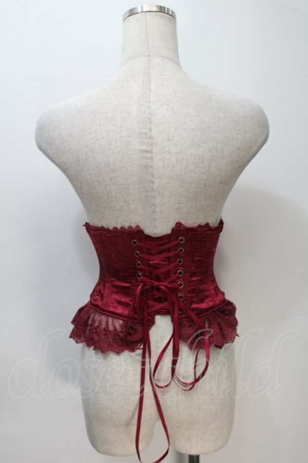 画像2: ATELIER PIERROT / Frill Short Corset コルセット  ワイン S-25-11-02-034-EL-TO-AS-ZS (2)