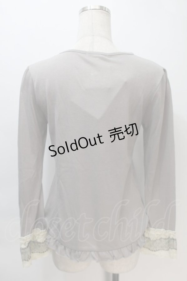 画像2: axes femme / 巻きバラレースプルオーバー  グレー S-25-11-02-045-AX-TO-HR-ZS (2)