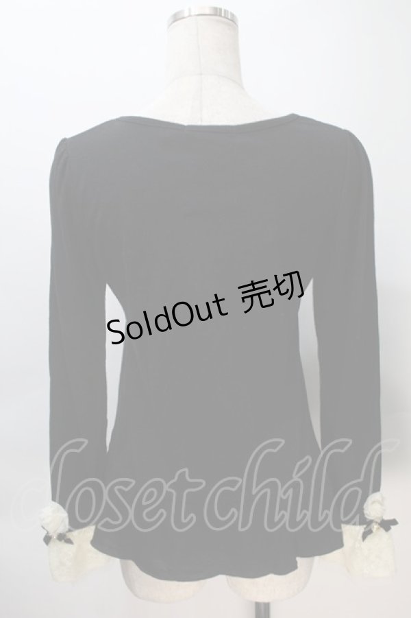 画像2: axes femme / シフォン巻きバラ付きプルオーバー  黒 S-25-11-02-047-AX-TO-HR-ZS (2)