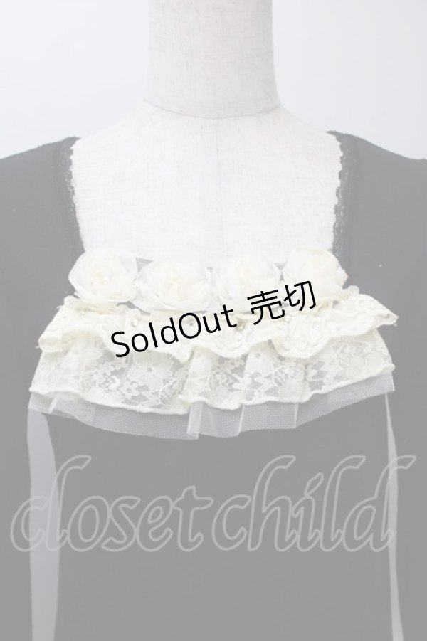 画像3: axes femme / シフォン巻きバラ付きプルオーバー  黒 S-25-11-02-047-AX-TO-HR-ZS (3)