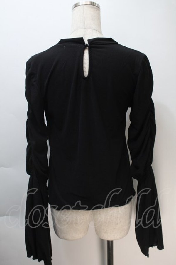 画像2: axes femme / フレアスリーブシアートップス  黒 S-25-11-02-048-AX-TO-HR-ZS (2)