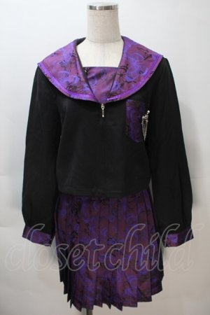 画像: BLOOD SUPPLY（海外ブランド） / セーラージャケット+プリーツスカート  黒ｘ紫 S-25-11-02-051-GO-TO-HR-ZS