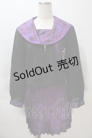 画像: BLOOD SUPPLY（海外ブランド） / セーラージャケット+プリーツスカート  黒ｘ紫 S-25-11-02-051-GO-TO-HR-ZS