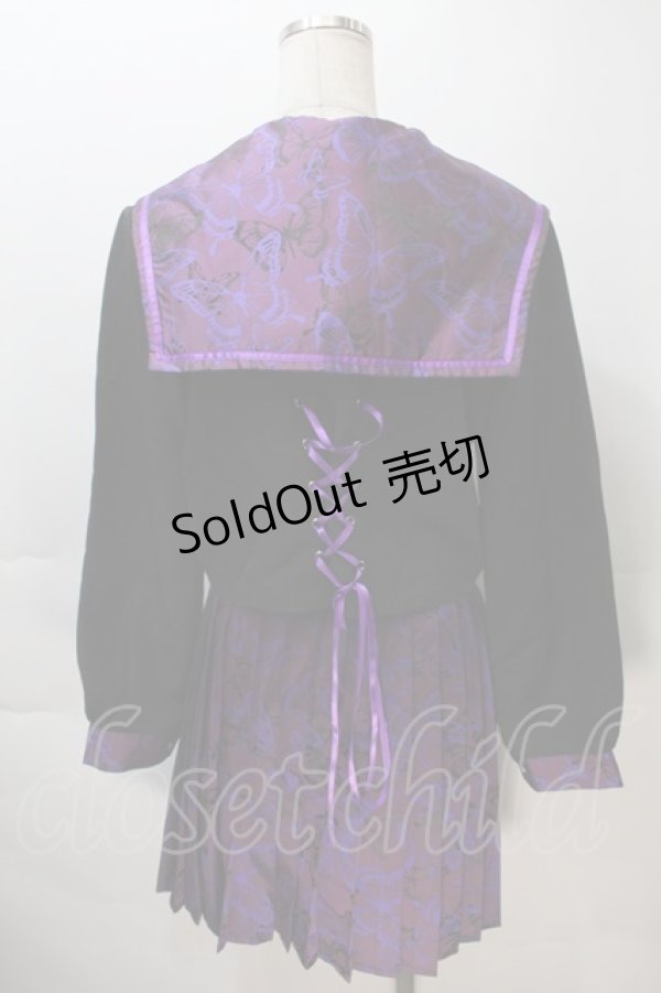 画像2: BLOOD SUPPLY（海外ブランド） / セーラージャケット+プリーツスカート  黒ｘ紫 S-25-11-02-051-GO-TO-HR-ZS (2)