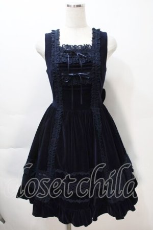 画像: BABY,THE STARS SHINE BRIGHT / 別珍レースフリルジャンパースカート  紺 S-25-11-02-054-BA-OP-AS-ZS