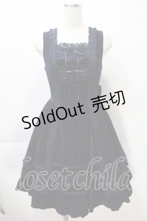 画像: BABY,THE STARS SHINE BRIGHT / 別珍レースフリルジャンパースカート  紺 S-25-11-02-054-BA-OP-AS-ZS