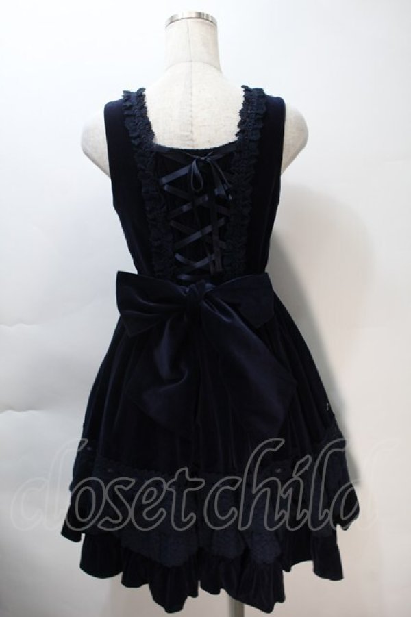 画像2: BABY,THE STARS SHINE BRIGHT / 別珍レースフリルジャンパースカート  紺 S-25-11-02-054-BA-OP-AS-ZS (2)