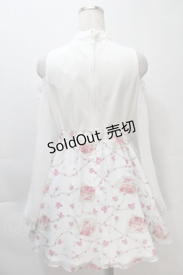 画像2: MA*RS / 肩開きジュエル柄切替ワンピース  白ｘピンク S-25-11-02-057-EL-OP-HR-ZS (2)