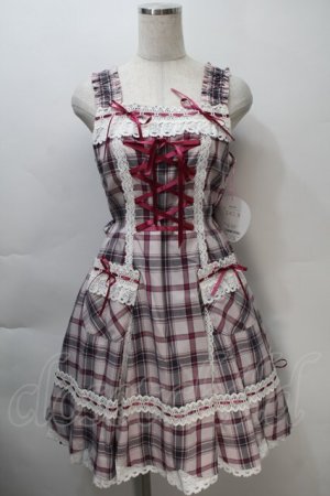 画像: BABY,THE STARS SHINE BRIGHT / 裾スカラップタータンチェックジャンパースカート＆リボンコームセット  ピンク S-25-11-02-059-BA-OP-AS-ZS