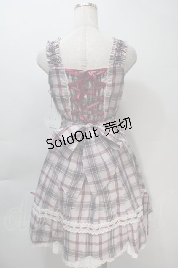 画像2: BABY,THE STARS SHINE BRIGHT / 裾スカラップタータンチェックジャンパースカート＆リボンコームセット  ピンク S-25-11-02-059-BA-OP-AS-ZS (2)