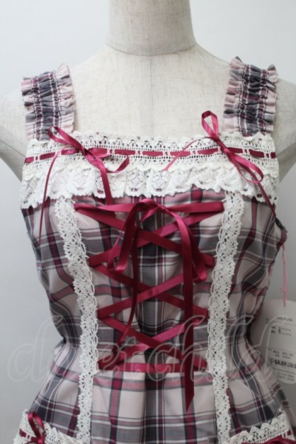 画像3: BABY,THE STARS SHINE BRIGHT / 裾スカラップタータンチェックジャンパースカート＆リボンコームセット  ピンク S-25-11-02-059-BA-OP-AS-ZS (3)