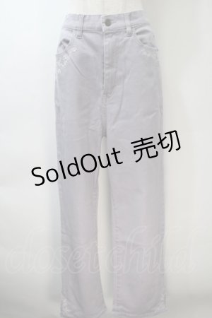画像: axes femme / バラ刺繍カラーデニムパンツ  ラベンダー S-25-11-02-064-AX-PA-HR-ZS