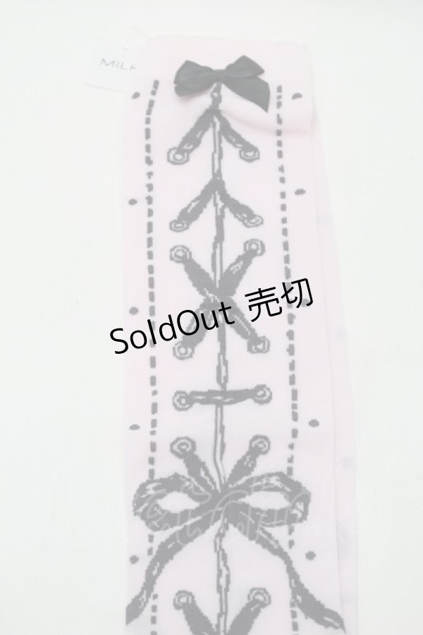 画像2: MILK / コルセットオーバーニーソックス  ピンク S-25-11-02-001-ML-ZA-HR-ZS (2)