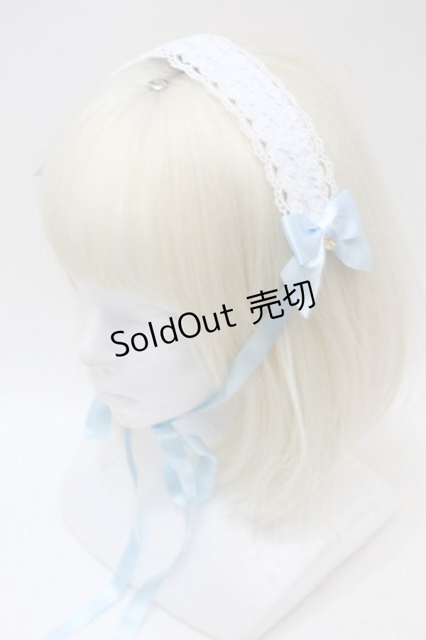 画像1: BABY,THE STARS SHINE BRIGHT / お花レースの小さなリボンヘッドドレス  サックス S-25-11-02-011-BA-AC-AS-ZS (1)