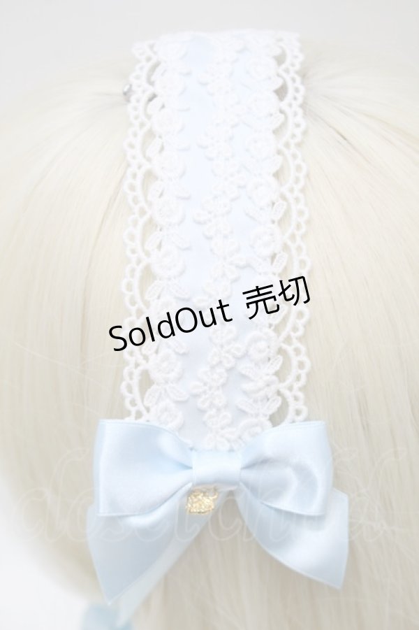 画像2: BABY,THE STARS SHINE BRIGHT / お花レースの小さなリボンヘッドドレス  サックス S-25-11-02-011-BA-AC-AS-ZS (2)