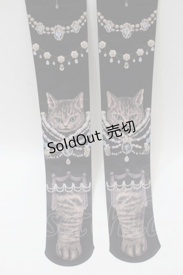 画像2: LOLITA / 猫柄タイツ  赤ｘ黒 S-25-11-02-002-LO-ZA-HR-ZS (2)