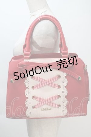 画像: LIZ LISA / ギンガムチェックレースリボントートバッグ  赤 S-25-11-02-028-LO-BG-HR-ZS