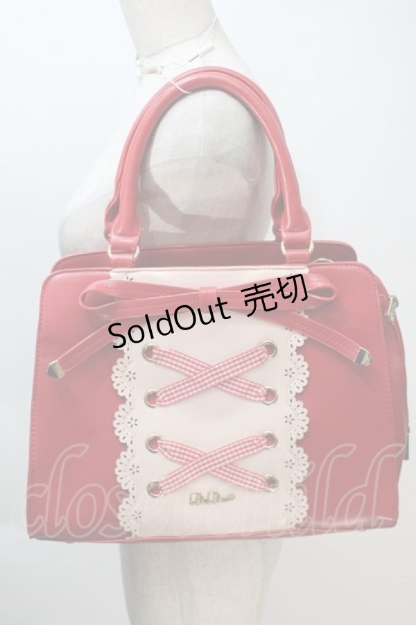 画像1: LIZ LISA / ギンガムチェックレースリボントートバッグ  赤 S-25-11-02-028-LO-BG-HR-ZS (1)