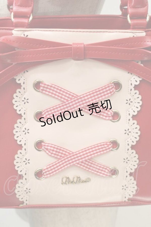 画像3: LIZ LISA / ギンガムチェックレースリボントートバッグ  赤 S-25-11-02-028-LO-BG-HR-ZS (3)