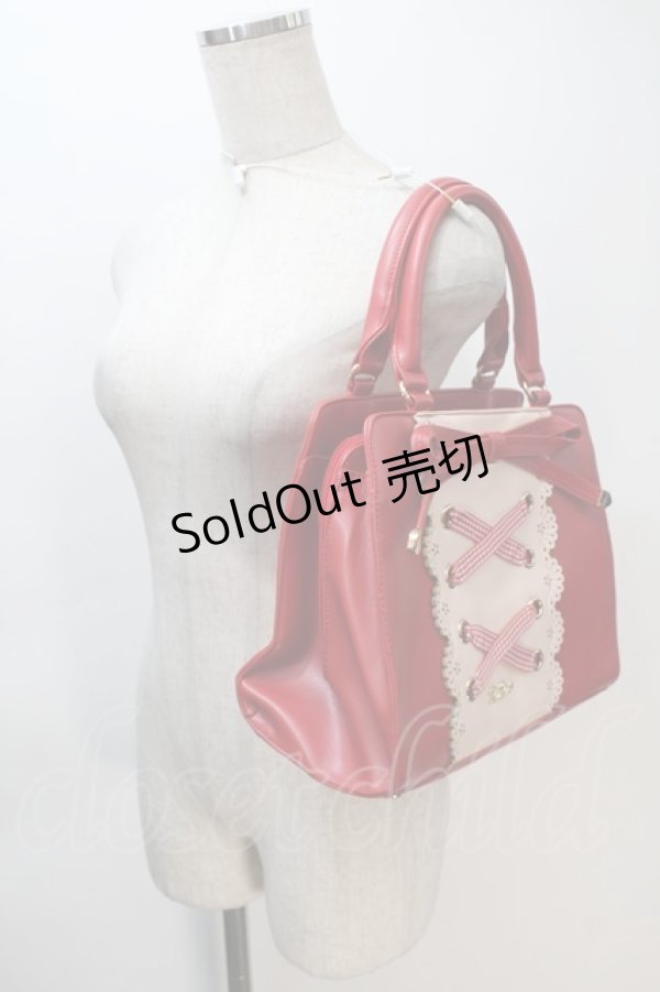 画像4: LIZ LISA / ギンガムチェックレースリボントートバッグ  赤 S-25-11-02-028-LO-BG-HR-ZS (4)