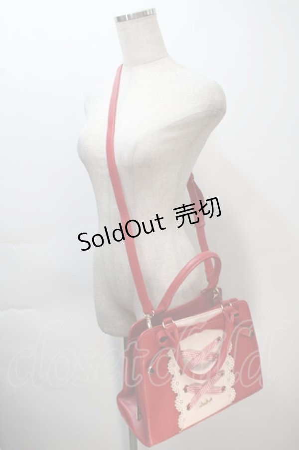 画像5: LIZ LISA / ギンガムチェックレースリボントートバッグ  赤 S-25-11-02-028-LO-BG-HR-ZS (5)