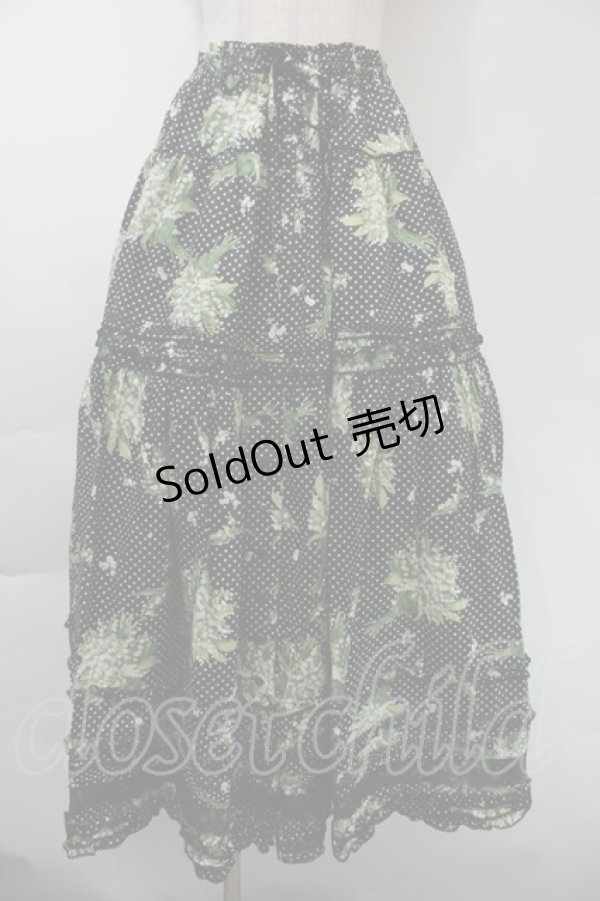 画像1: PINK HOUSE / 鈴蘭水玉プリントスカート  黒 S-25-11-03-052-LO-SK-SZ-ZS (1)