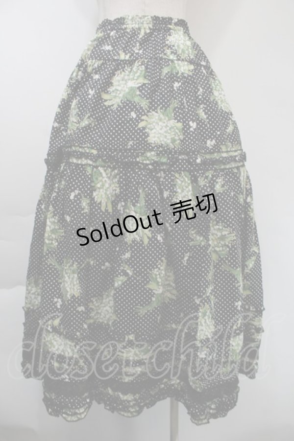 画像2: PINK HOUSE / 鈴蘭水玉プリントスカート  黒 S-25-11-03-052-LO-SK-SZ-ZS (2)