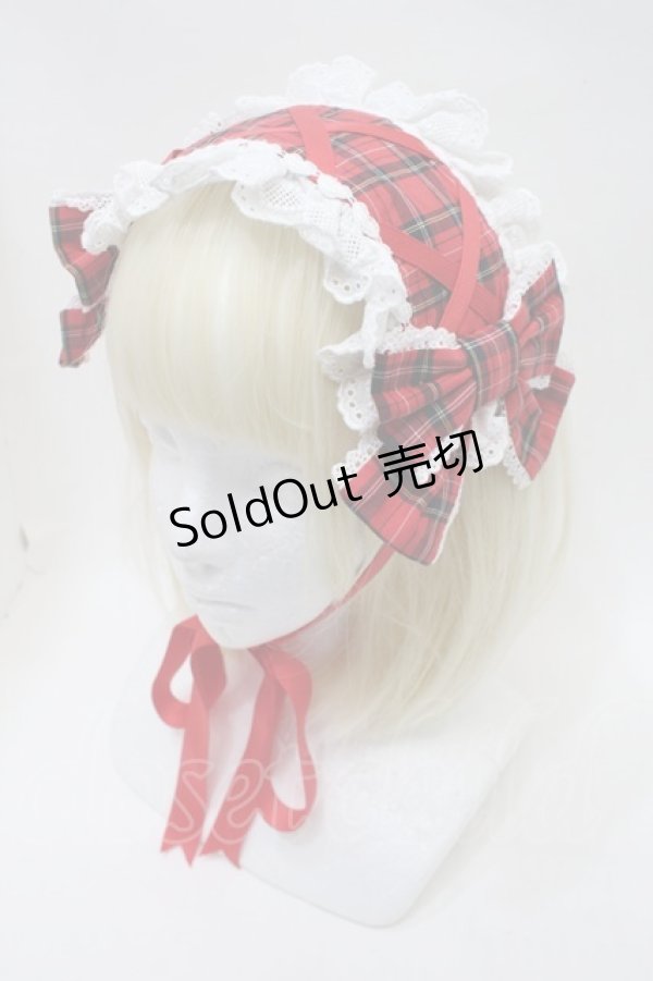 画像1: Angelic Pretty / タータンチェックリボンヘッドドレス  赤 S-25-11-03-058-AP-AC-AS-ZS (1)