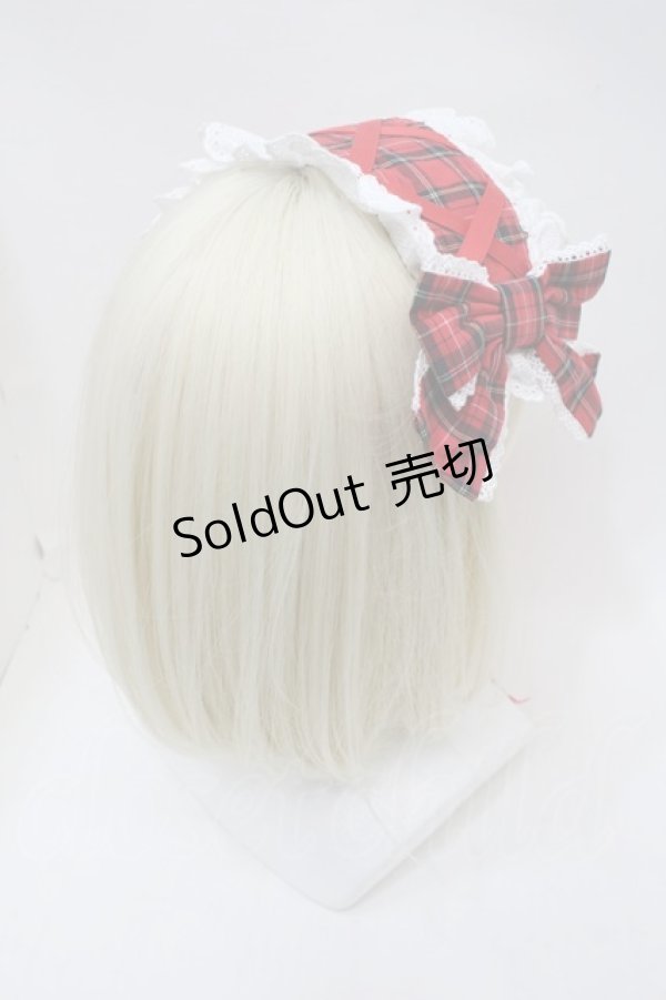画像2: Angelic Pretty / タータンチェックリボンヘッドドレス  赤 S-25-11-03-058-AP-AC-AS-ZS (2)