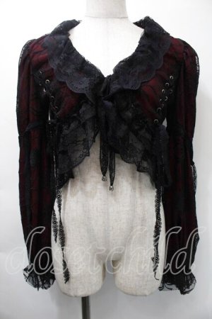 画像: Qutie Frash / 蜘蛛の巣レース レースアップボレロ  レッド×ブラック S-25-11-03-007-QU-TO-IG-ZS