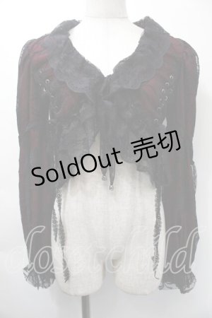 画像: Qutie Frash / 蜘蛛の巣レース レースアップボレロ  レッド×ブラック S-25-11-03-007-QU-TO-IG-ZS